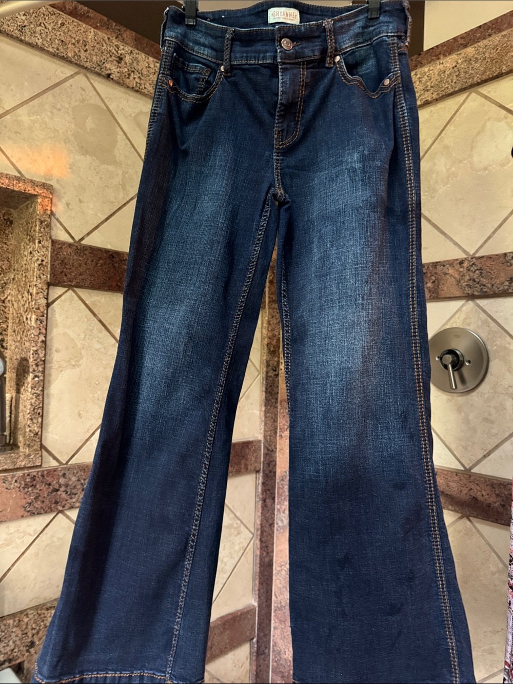 Shyanne Indigo Wide-Leg Flare Jeans - Dark Blue Wash